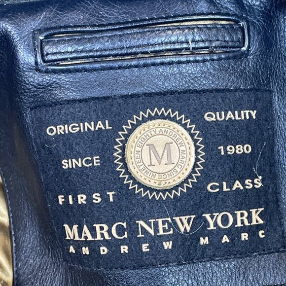 Vintage Marc New York Mens Black Leather Jacket Medium Zip-Up Classic Biker Styl - Picture 10 of 12